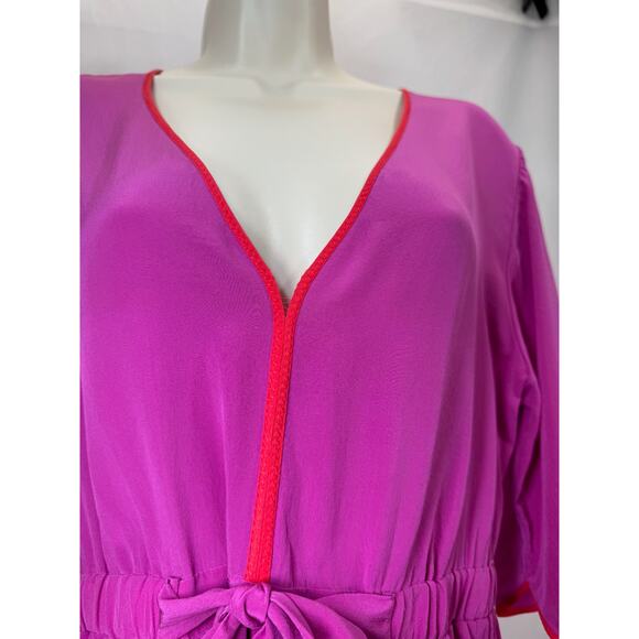 BCBG Max Azria Mandy Fuchsia Silk Shirt Dress with Pockets - Size XS - Picture 6 of 14